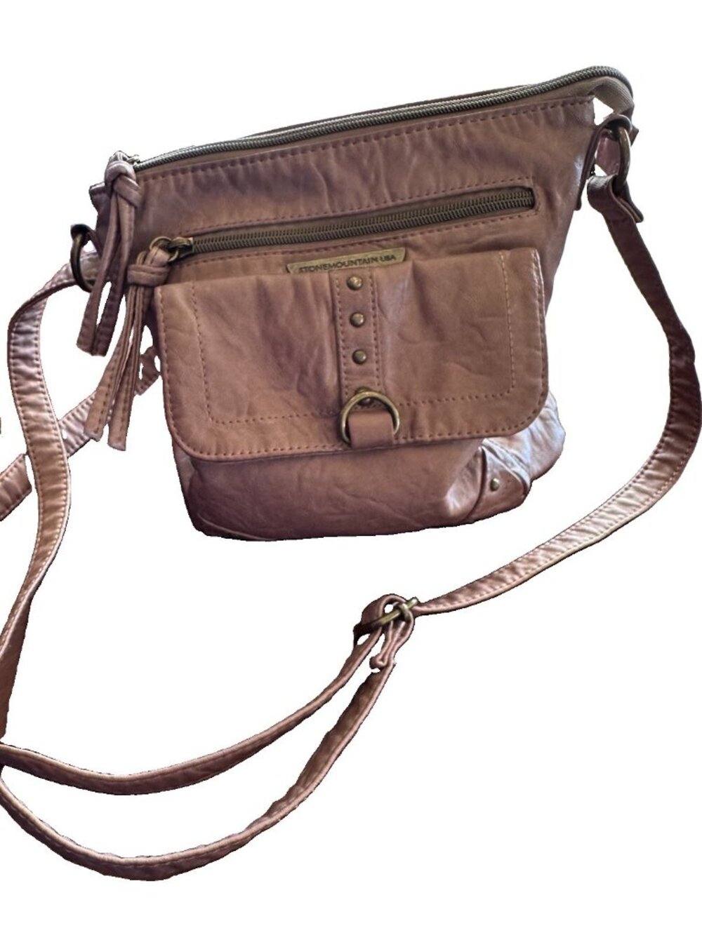 Stone Mountain Soft Faux Leather Tan Hobo Style Crossbody/Shoulder Bag Handbag